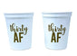 Thirty AF, 30 AF, 30th Birthday Party Cups 1"Talk Thirty to Me" Button, Set of 12, 16oz White and Gold 30th Birthday Stadium Cups, Perfect for Birthday Parties, Birthday Decorations