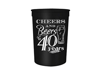 Cheers and Beers to 40 Years Birthday Party Cups, Set of 12, 16oz Black and White Stadium 40th Birthday Cups, Perfect for Birthday Parties, Birthday Decorations