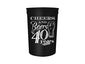 Cheers and Beers to 40 Years Birthday Party Cups, Set of 12, 16oz Black and White Stadium 40th Birthday Cups, Perfect for Birthday Parties, Birthday Decorations