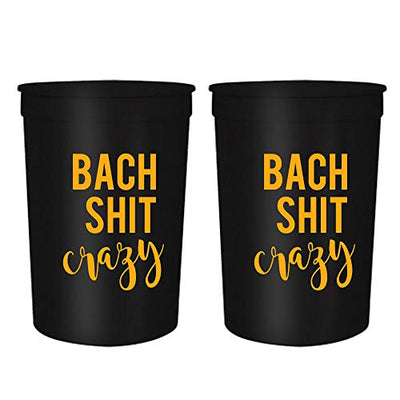 Bach Shit Crazy - Black & Gold Bachelorette Party Cups,16oz Set of 12 | Bachelorette Party Decorations Perfect for Weddings, Bridal Showers, and Engagements