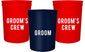 Groom and Grooms Crew Bachelor Party Cups, Set of 12 Blue and Red 16oz Stadium Cups, Buy Him A Beer The End is Near, Perfect Bachelor Party Decoration (Blue)