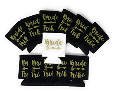 Bride Tribe Can Coolers for Bachelorette Party, Set of 12 Beer Can Coolies, Perfect Bachelorette Party Decorations and as Brides Maid Gifts