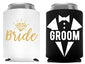 Bride and Groom Can Coolers, Set of 2, 1 White and 1 Black Beer Can Coolies, Cute Wedding Gifts, Novelty Can Cooler, Perfect Engagement or Anniversary Gift, Bridal Shower Gift