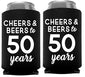 Cheers & Beers to 50 Years Can Coolers, 50th Birthday Party Coolies, Set of 12, Black and White Thirtieth Birthday Cup Coolers, Perfect for Birthday Parties, Birthday Decorations (50 Years)
