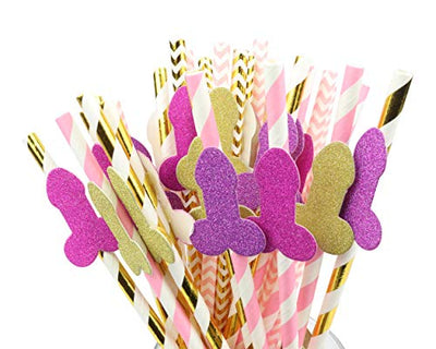 Bachelorette Party Straws - Fun Fancy Shaped Drinking Straws, 30 pieces per pack, Perfect Bachelorette Party Decorations