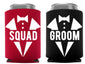 Groom and Grooms Squad Bachelor Party Can Coolers, Set of 12 Beer Can Coolies, Perfect Bachelor Party Decorations and as Grooms Men Gifts